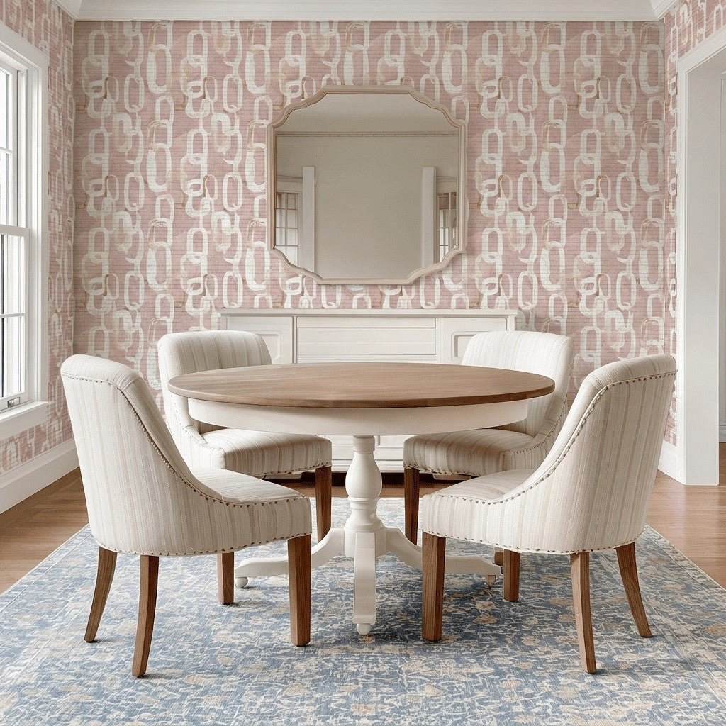 Porcelain Chain Faux Grasscloth Wallpaper