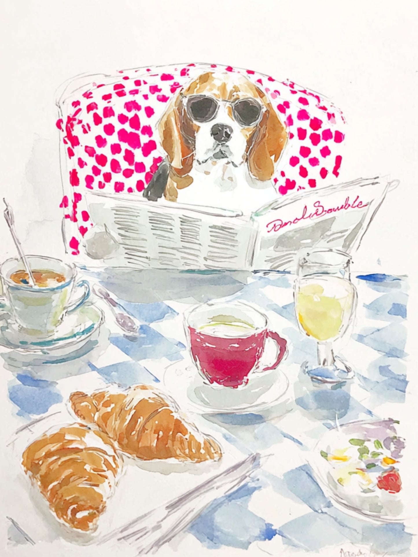 Breakfast Beagle -  Art Print