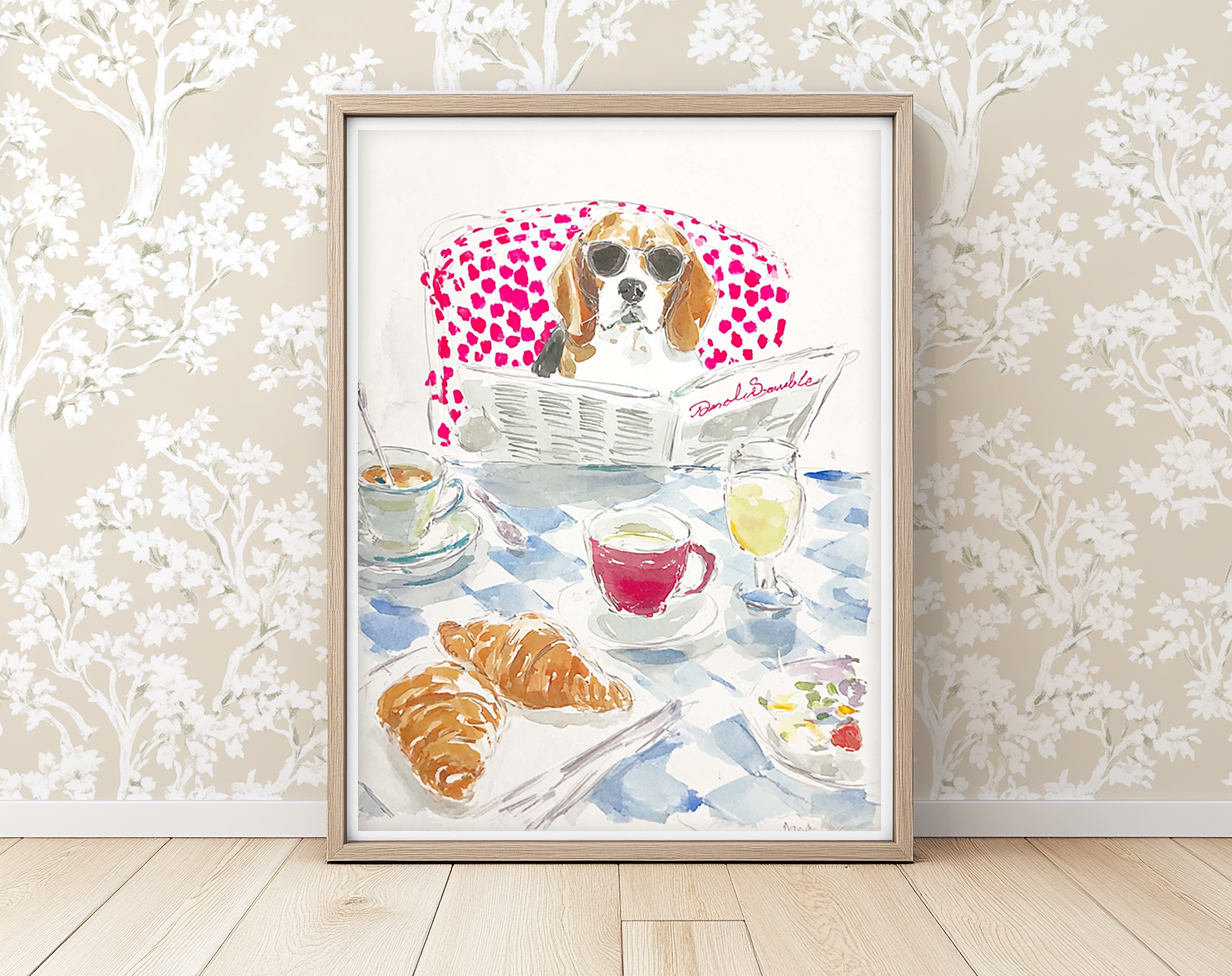 Breakfast Beagle -  Art Print