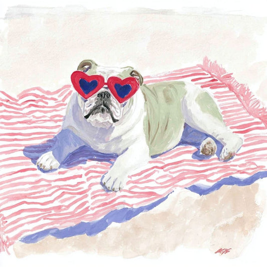 Beach Day Bulldog -  Art Print