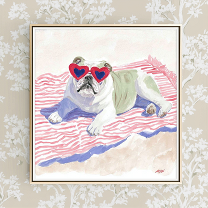 Beach Day Bulldog -  Art Print