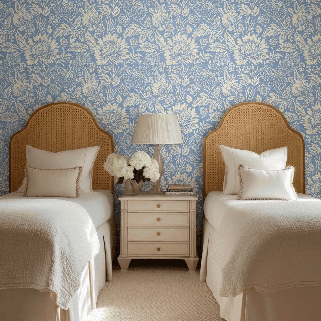 Bluewood Grove Faux Grasscloth Wallpaper