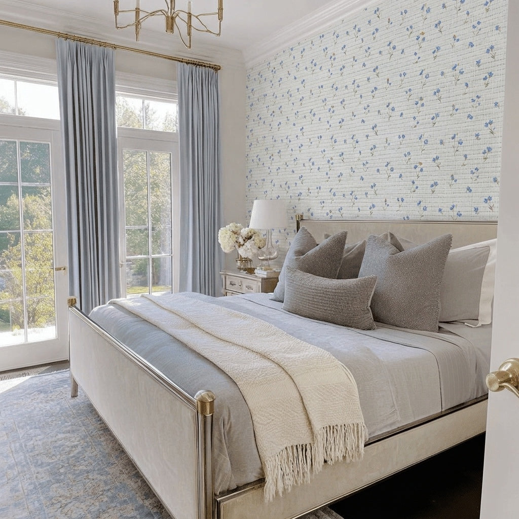 Bluebird Faux Grasscloth Wallpaper