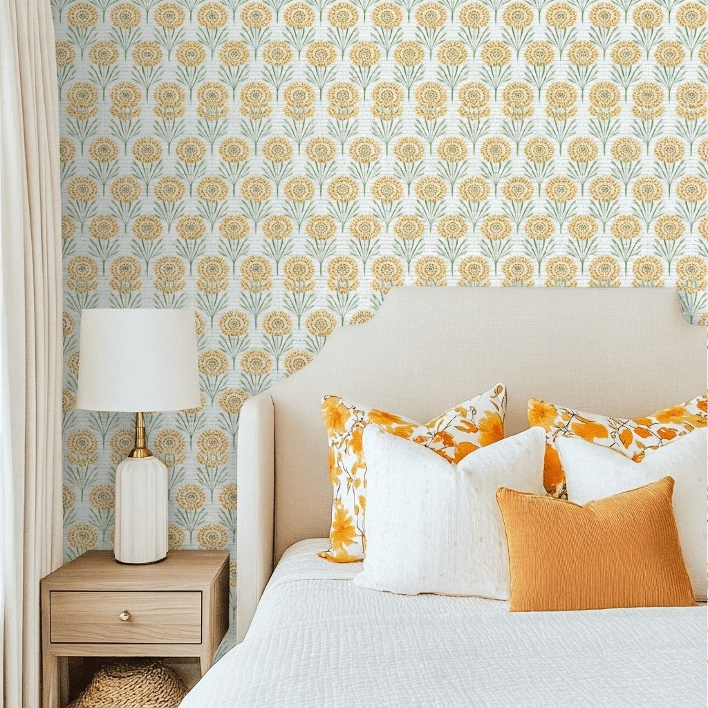 Linen Gold Faux Grasscloth Wallpaper