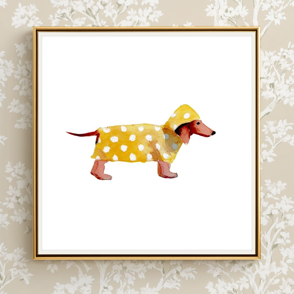 Rrainy Day Dachshund -  Art Print