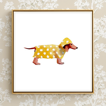 Rrainy Day Dachshund -  Art Print