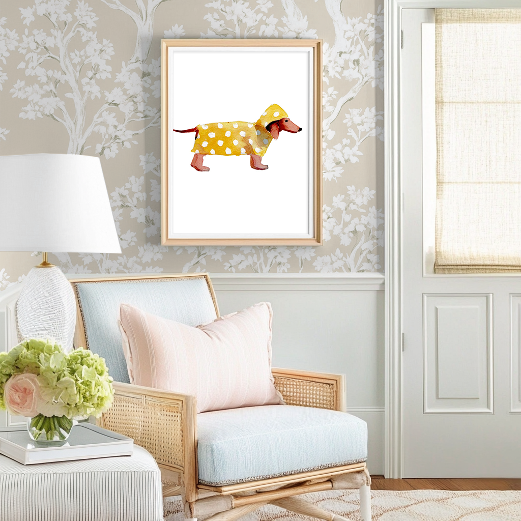 Rrainy Day Dachshund -  Art Print