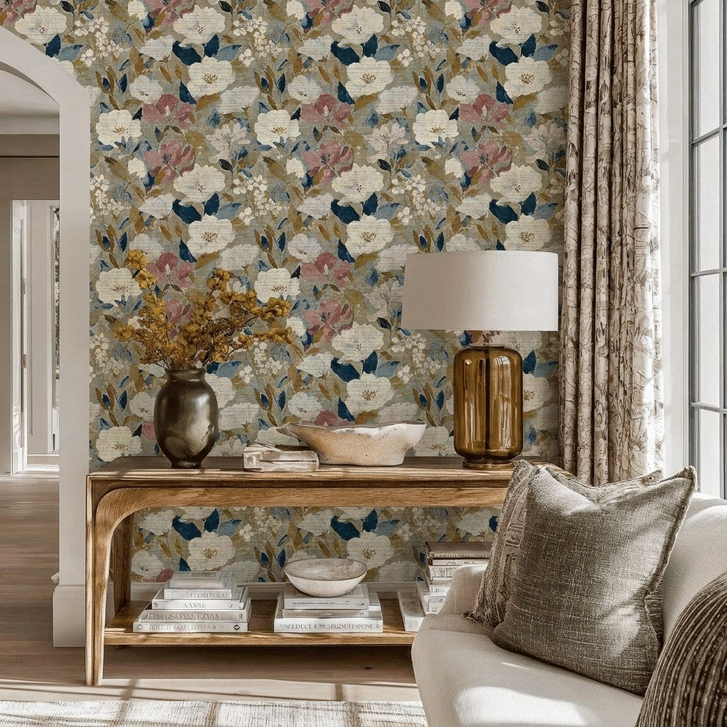 Pale Wander Faux Grasscloth Wallpaper