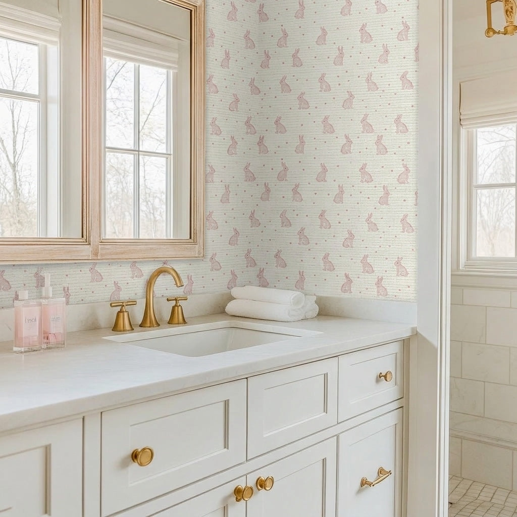 Bunny Ballet Faux Grasscloth Wallpaper