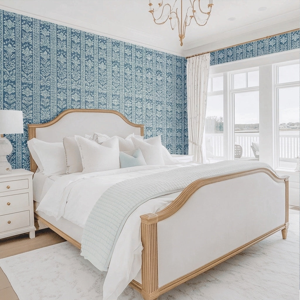 Blue Parlour Faux Grasscloth Wallpaper