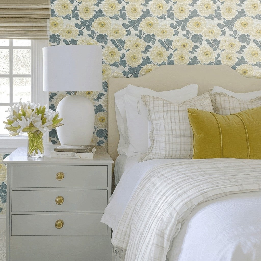 Yellow Wedding Faux Grasscloth Wallpaper