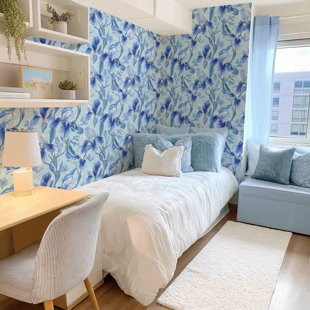 Blueberry Dream Faux Grasscloth Wallpaper