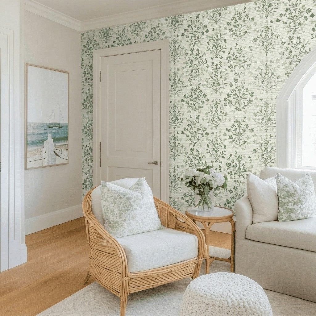 Rosemary's Garden Faux Grasscloth Wallpaper