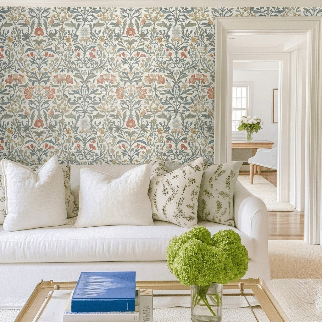 Orange County Faux Grasscloth Wallpaper