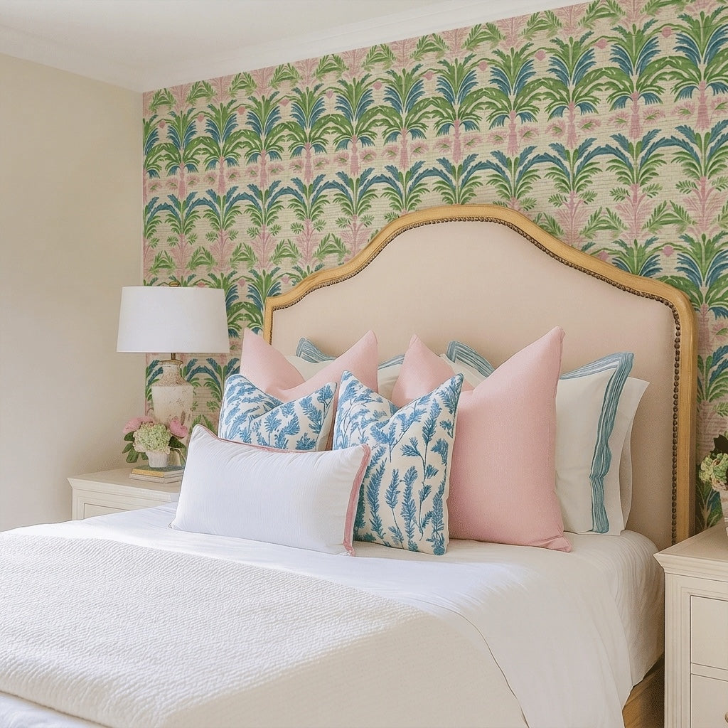 Bellagio Blush Faux Grasscloth Wallpaper