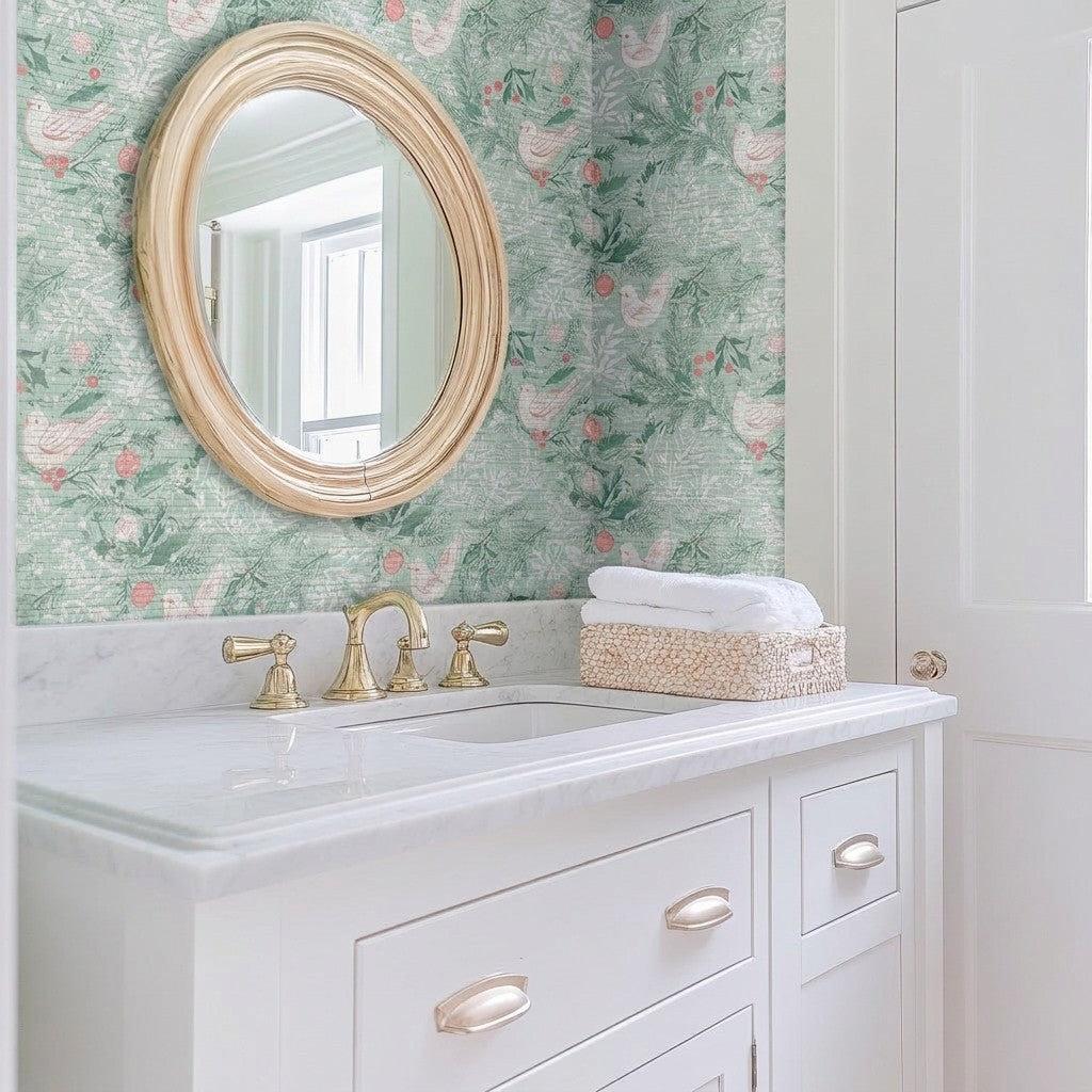 Frosted Flock Faux Grasscloth Wallpaper