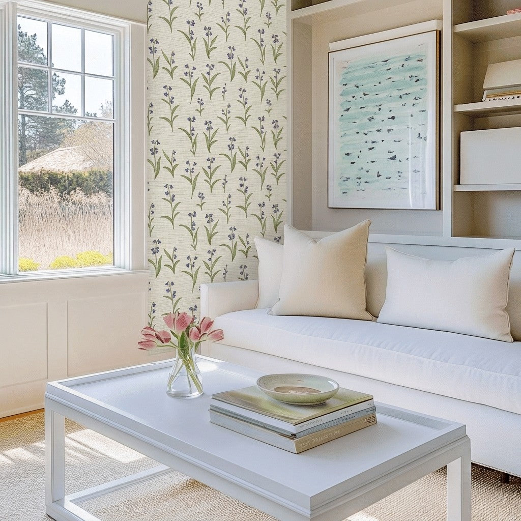Lavender Haze Faux Grasscloth Wallpaper