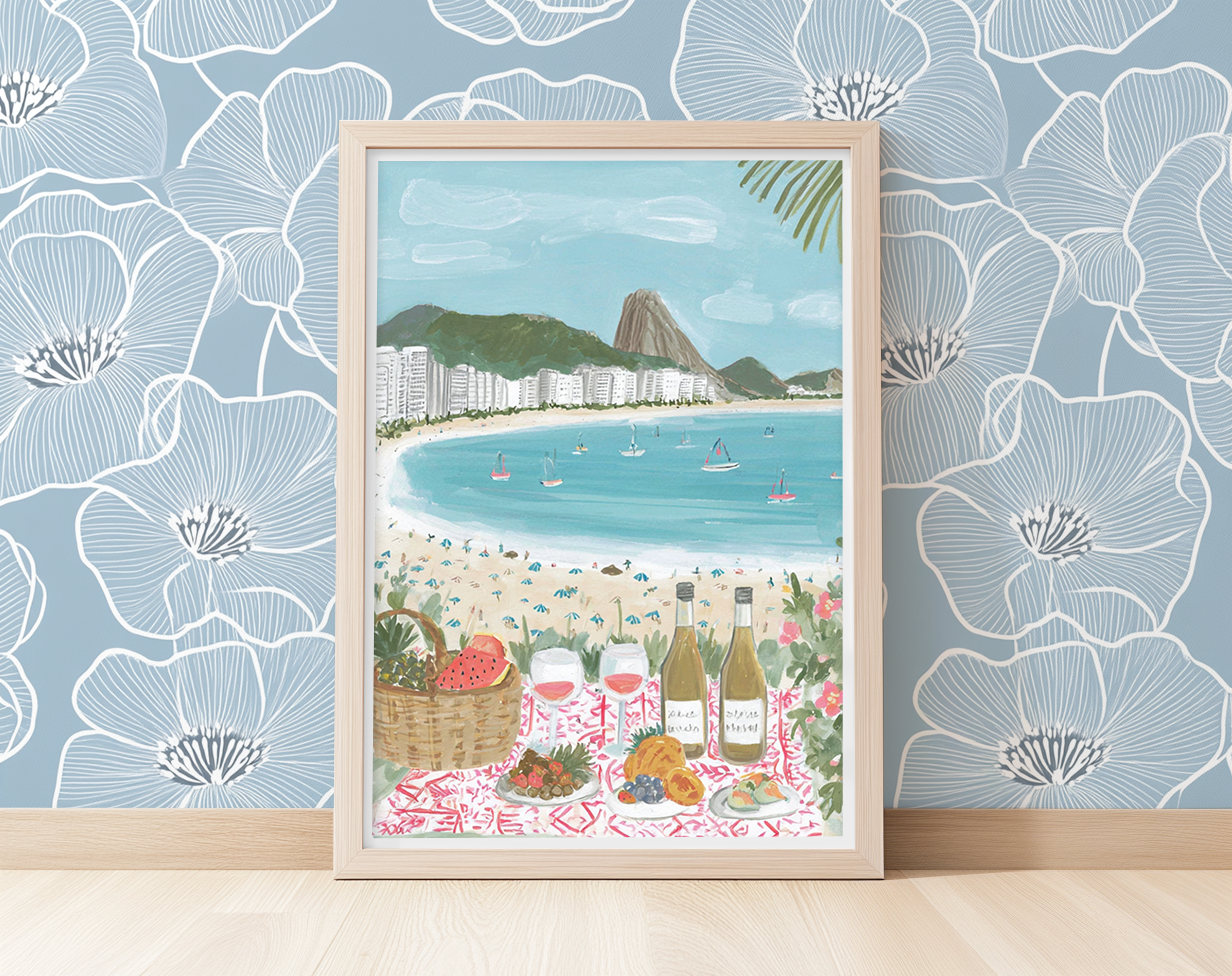Wine & Beach -  Art Print
