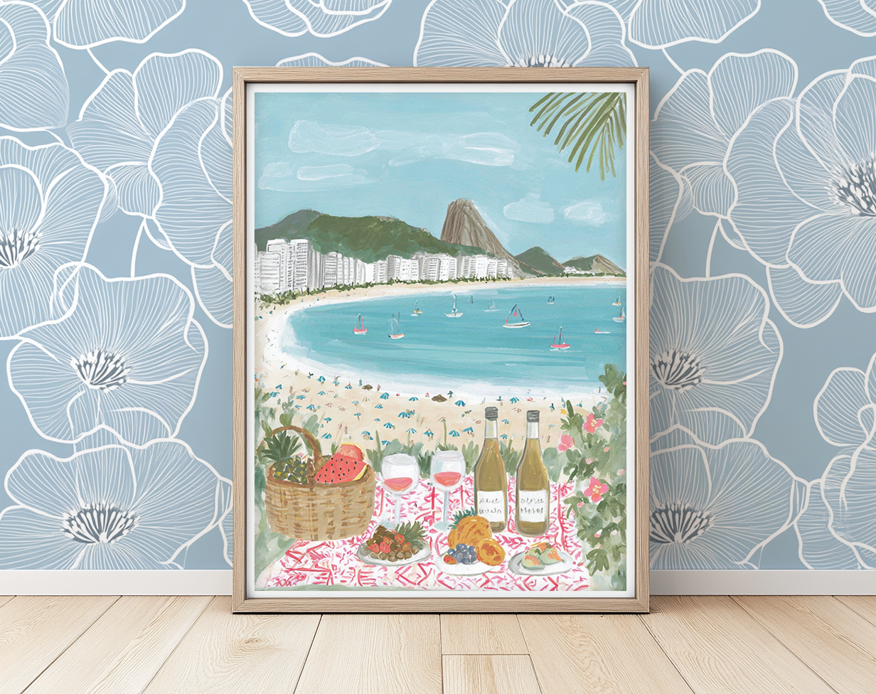 Wine & Beach -  Art Print