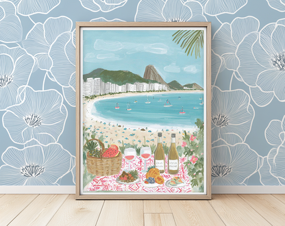 Wine & Beach -  Art Print