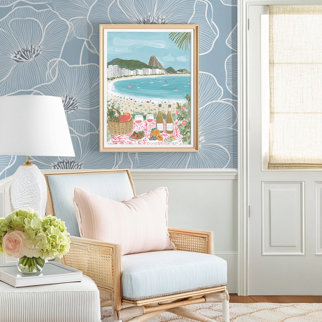 Wine & Beach -  Art Print