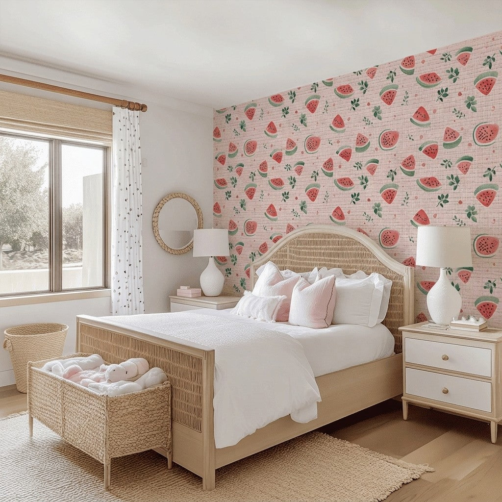 Melon Crush Faux Grasscloth Wallpaper