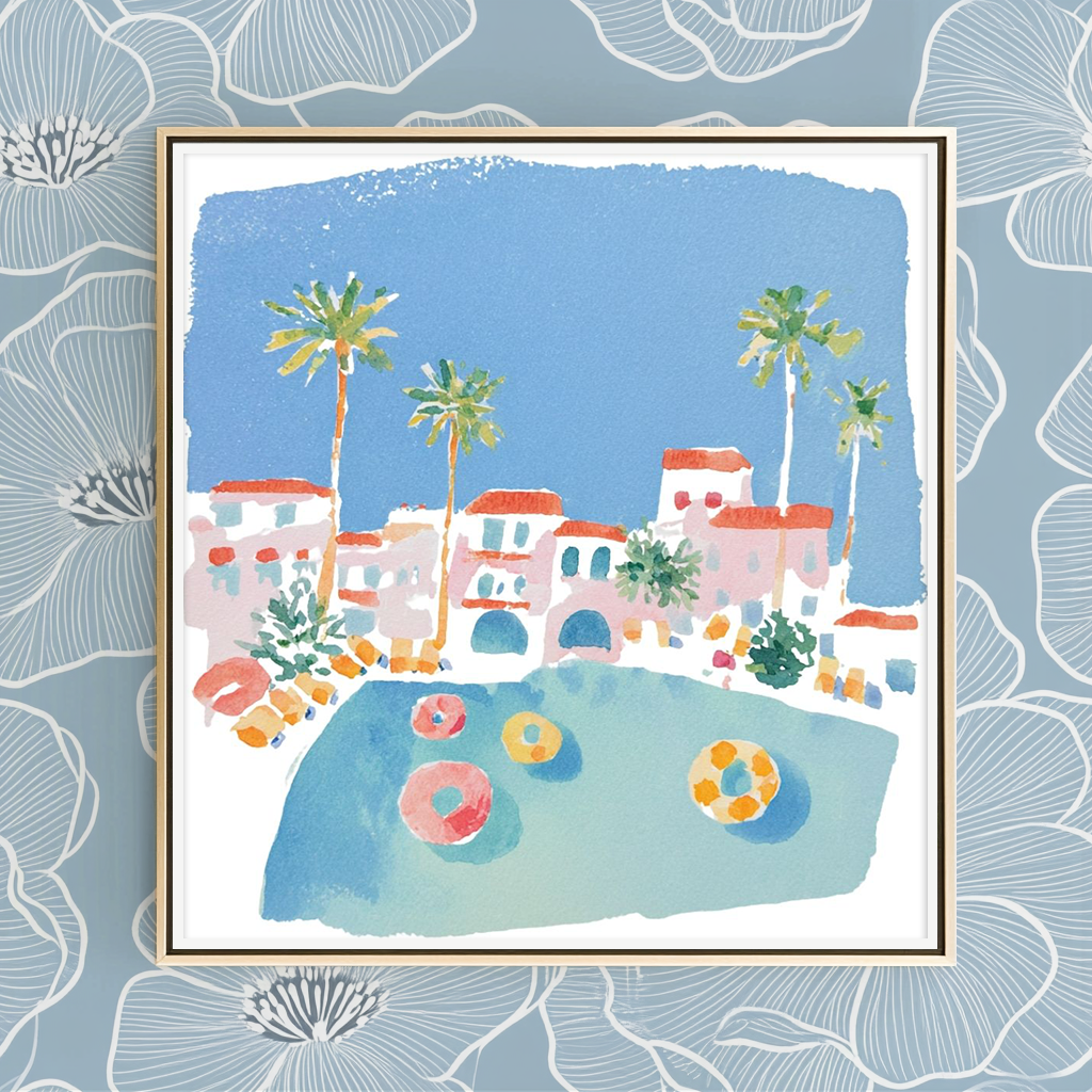Relax at the Pool -  Art Print