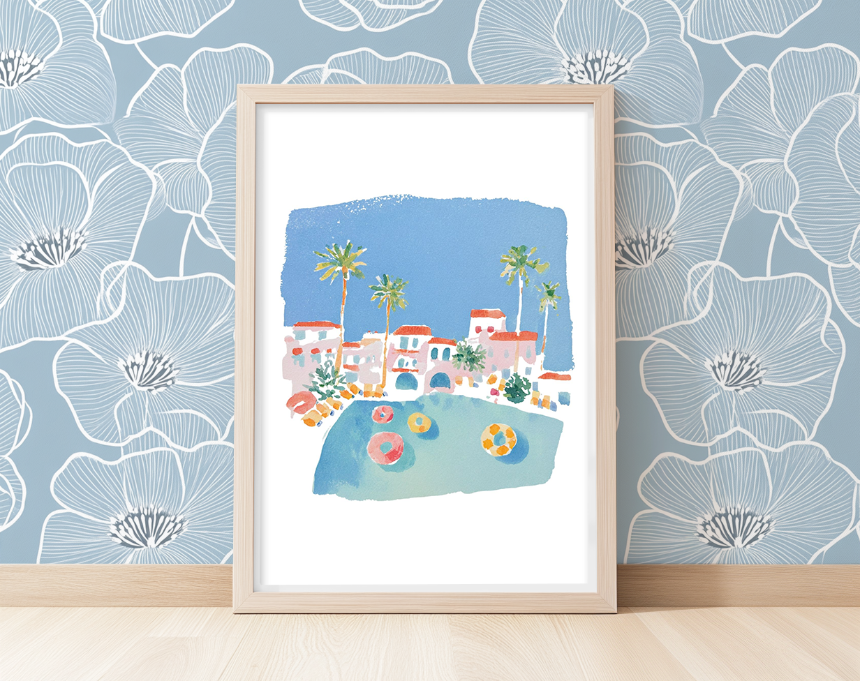 Relax at the Pool -  Art Print