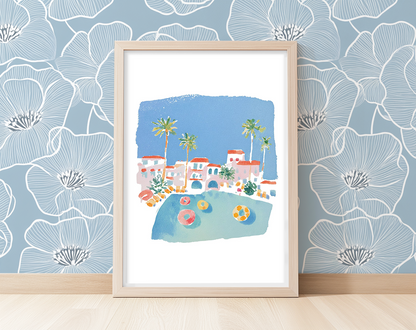 Relax at the Pool -  Art Print