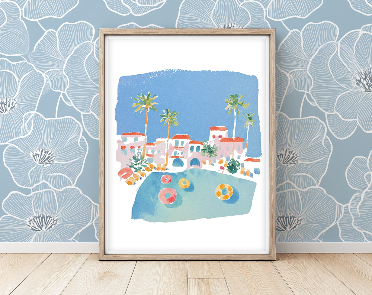 Relax at the Pool -  Art Print