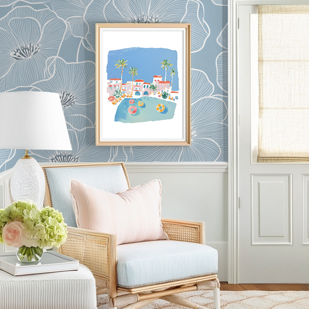 Relax at the Pool -  Art Print