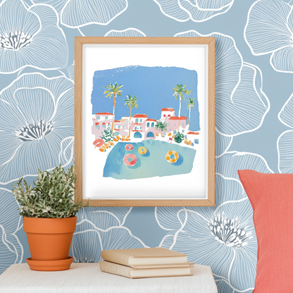 Relax at the Pool -  Art Print