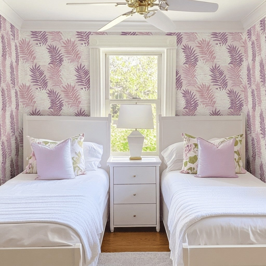 Coastal Mauve Faux Grasscloth Wallpaper