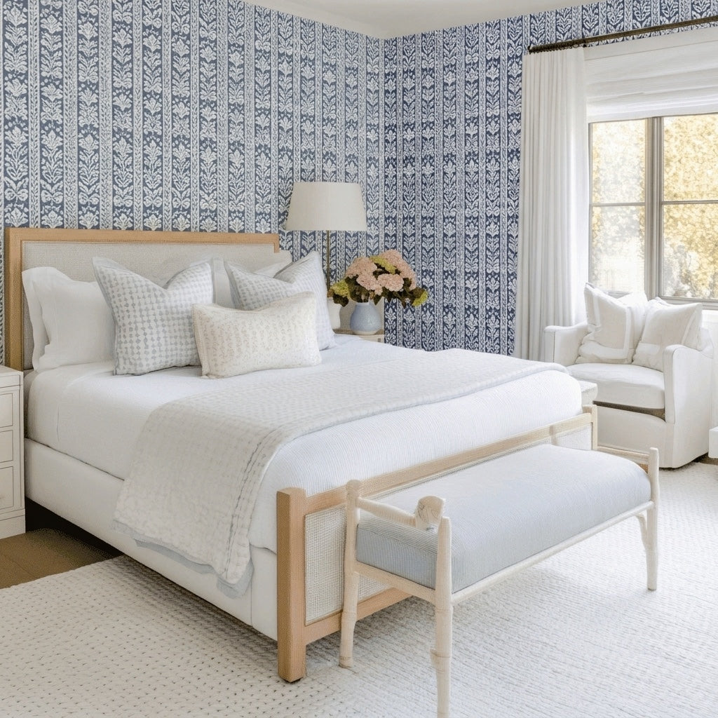 Blue Parlour Navy Faux Grasscloth Wallpaper