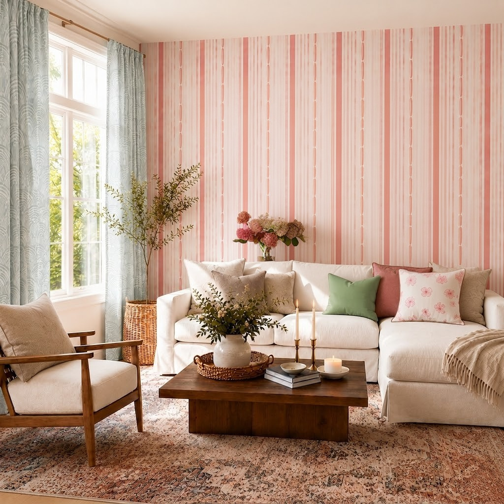Ainsley Blush Stripes Wallpaper