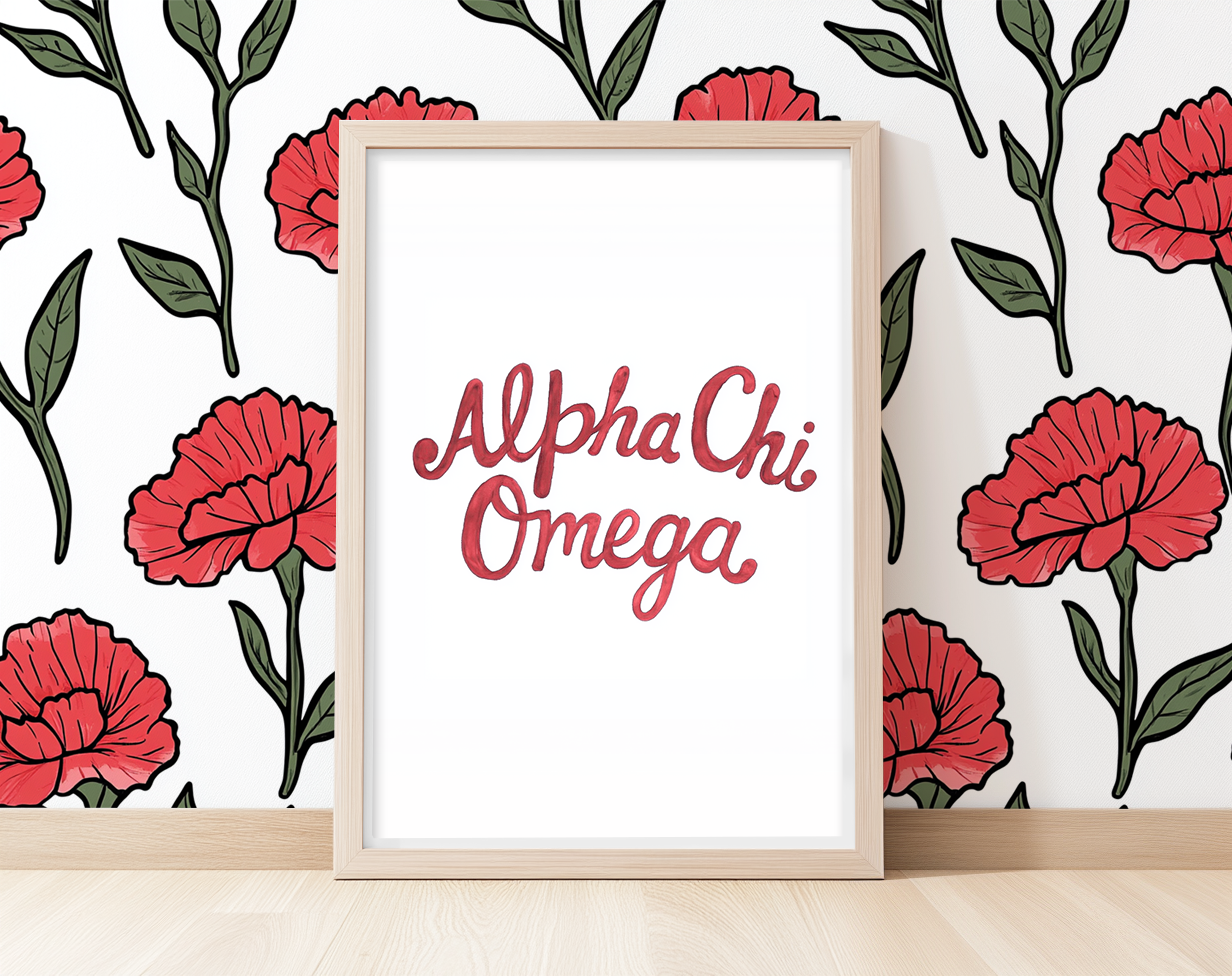 Alpha Chi Omega Script - Art Print