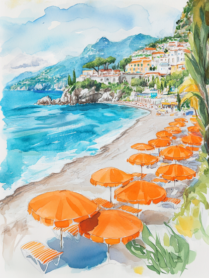 Amalfi Watercolor - Art Print