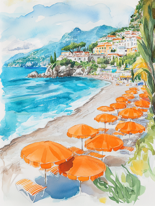 Amalfi Watercolor - Art Print