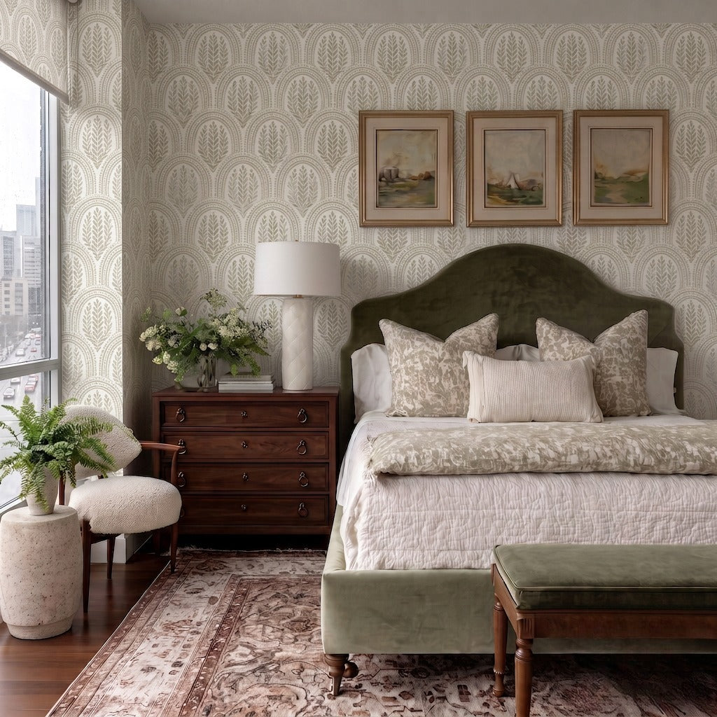 Fog & Found Arched Leaf Wallpaper