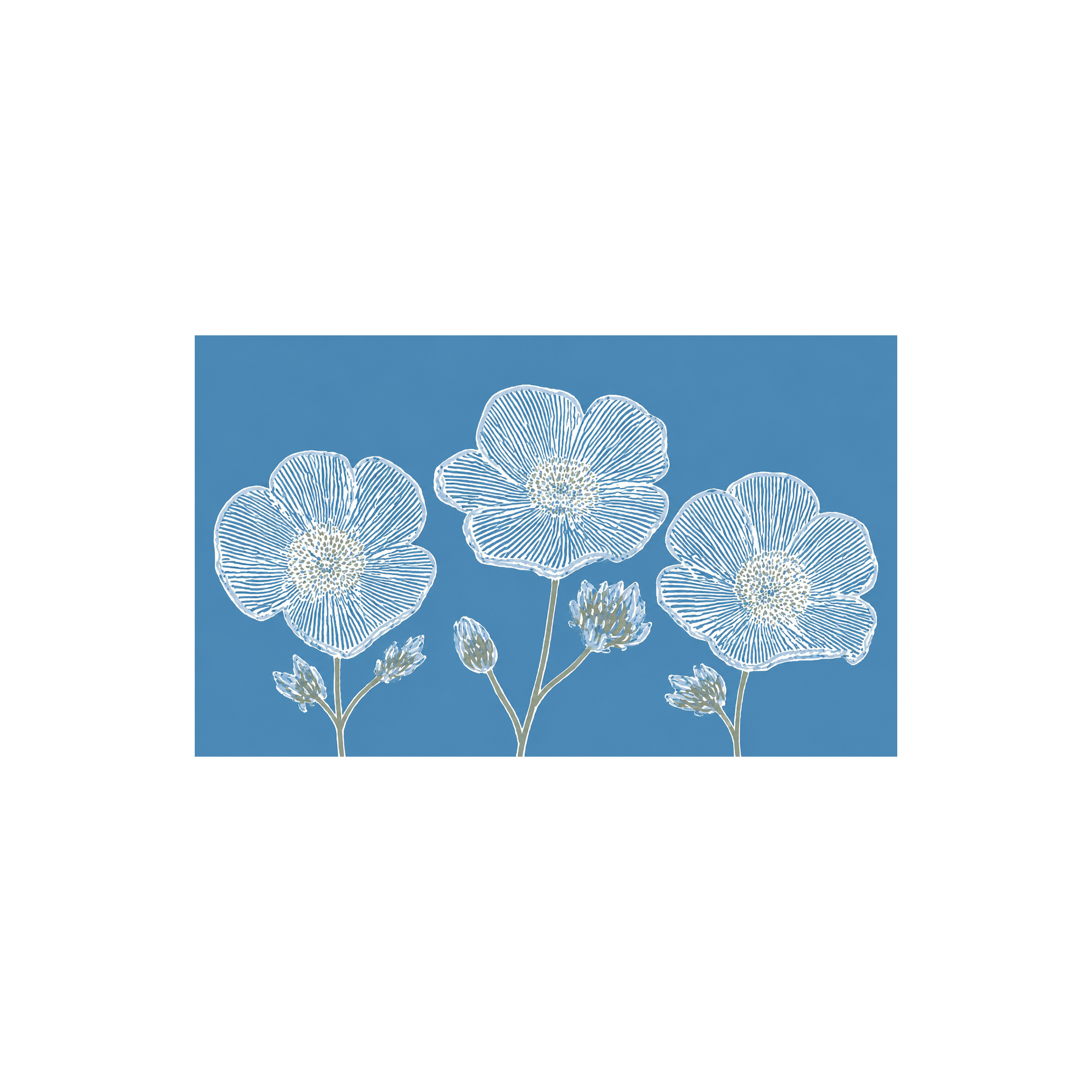 Blue Dresses Steel Blue Flower Study - Tapestry