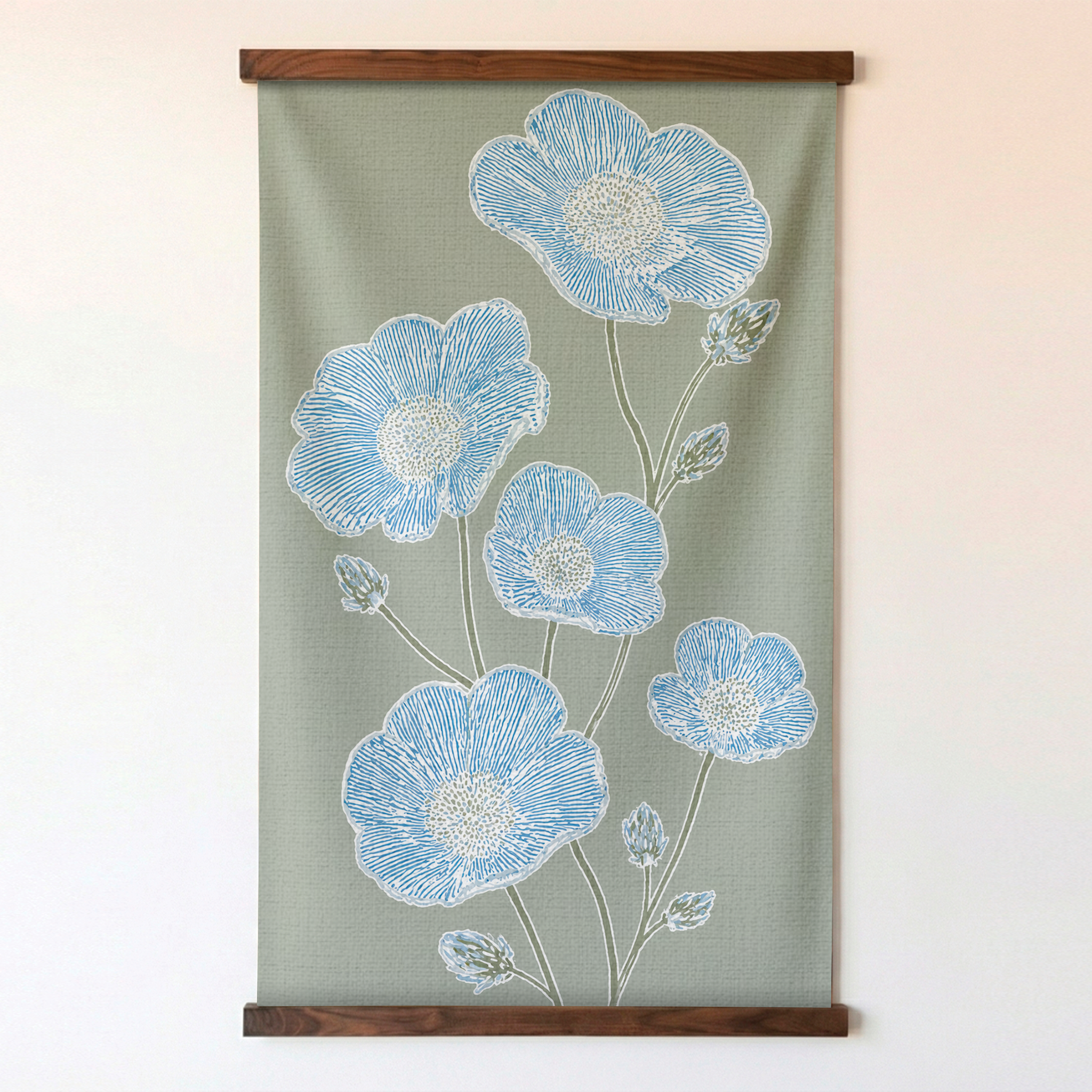 Blue Dresses Lemongrass Flower Study - Tapestry