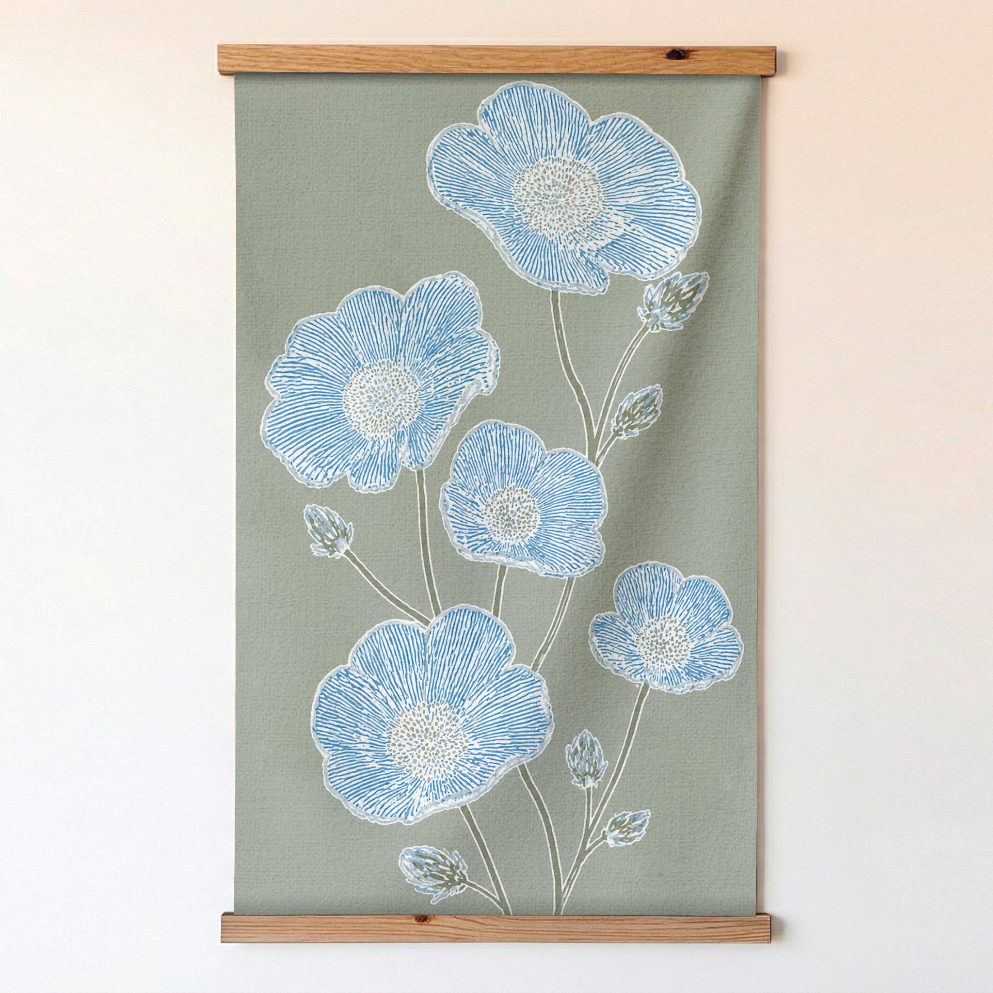 Blue Dresses Lemongrass Flower Study - Tapestry