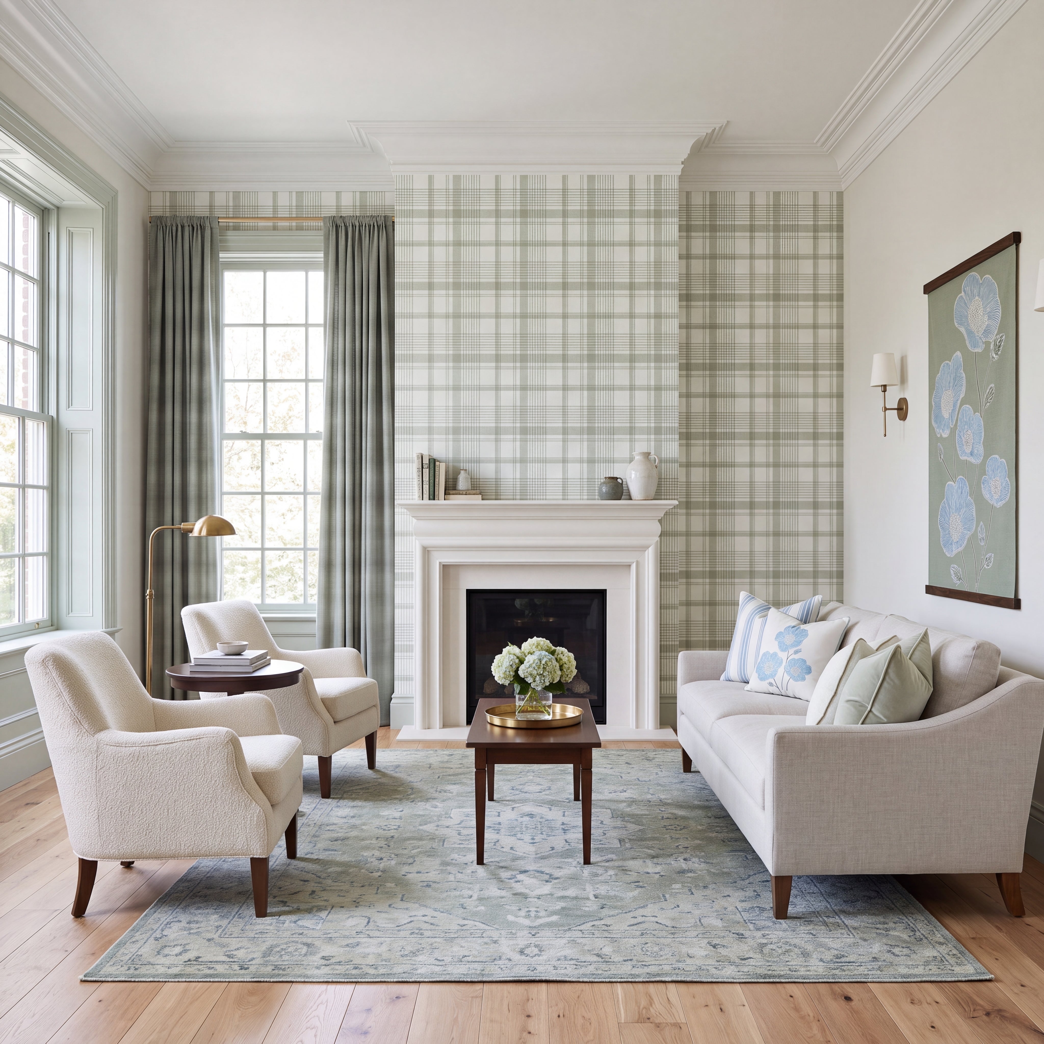 Blue Dresses Lemongrass Plaid Wallpaper
