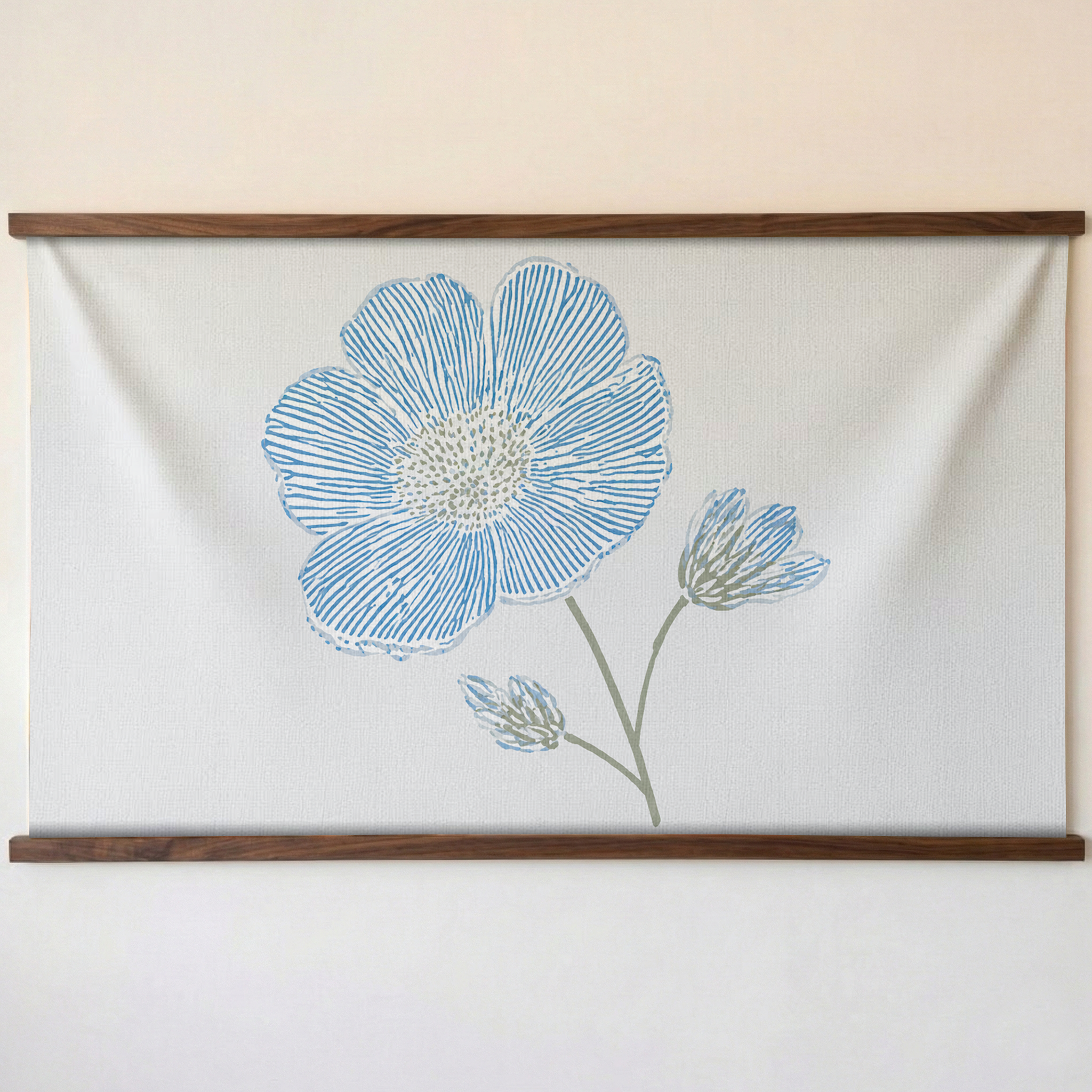 Blue Dresses Seashell Flower Study - Tapestry