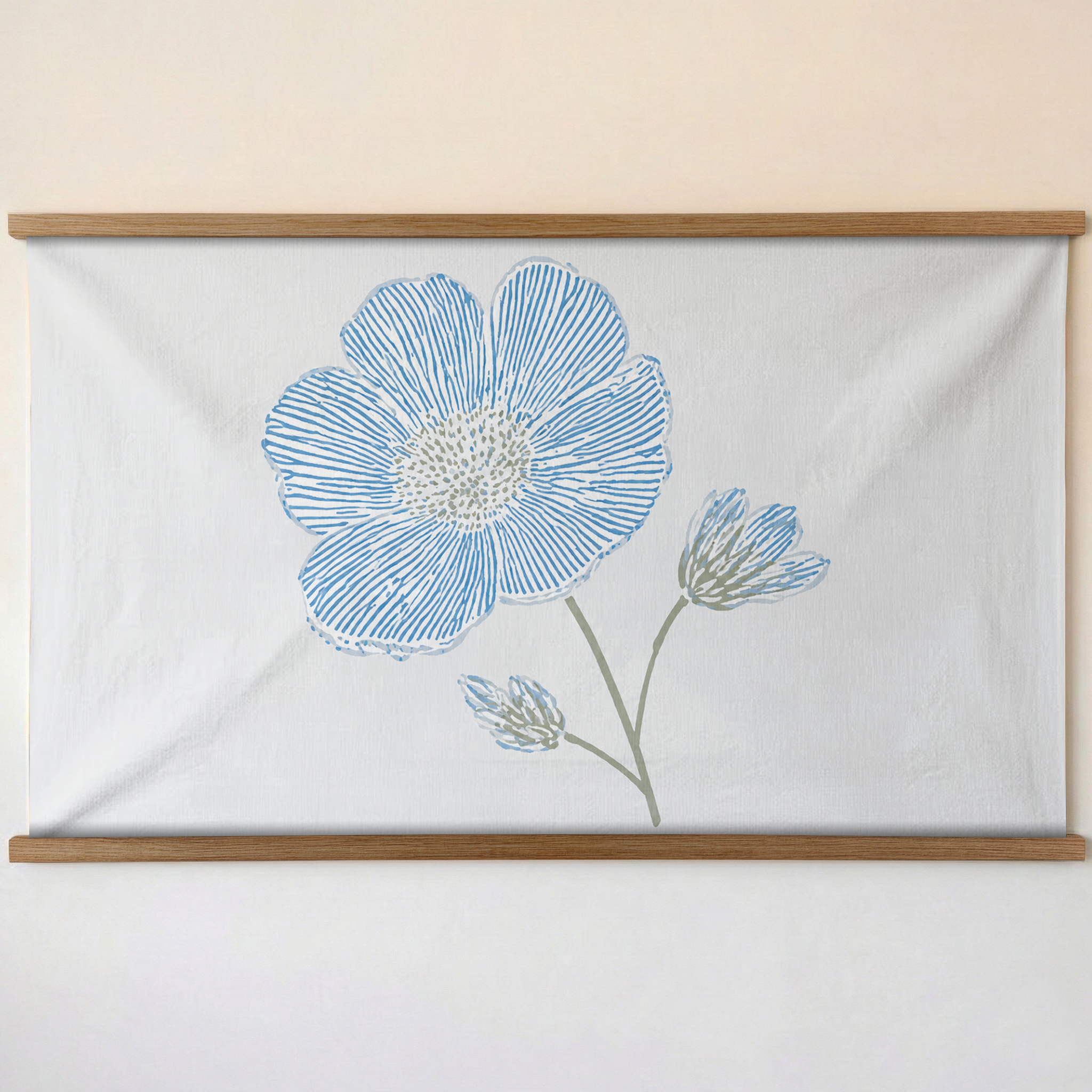 Blue Dresses Seashell Flower Study - Tapestry