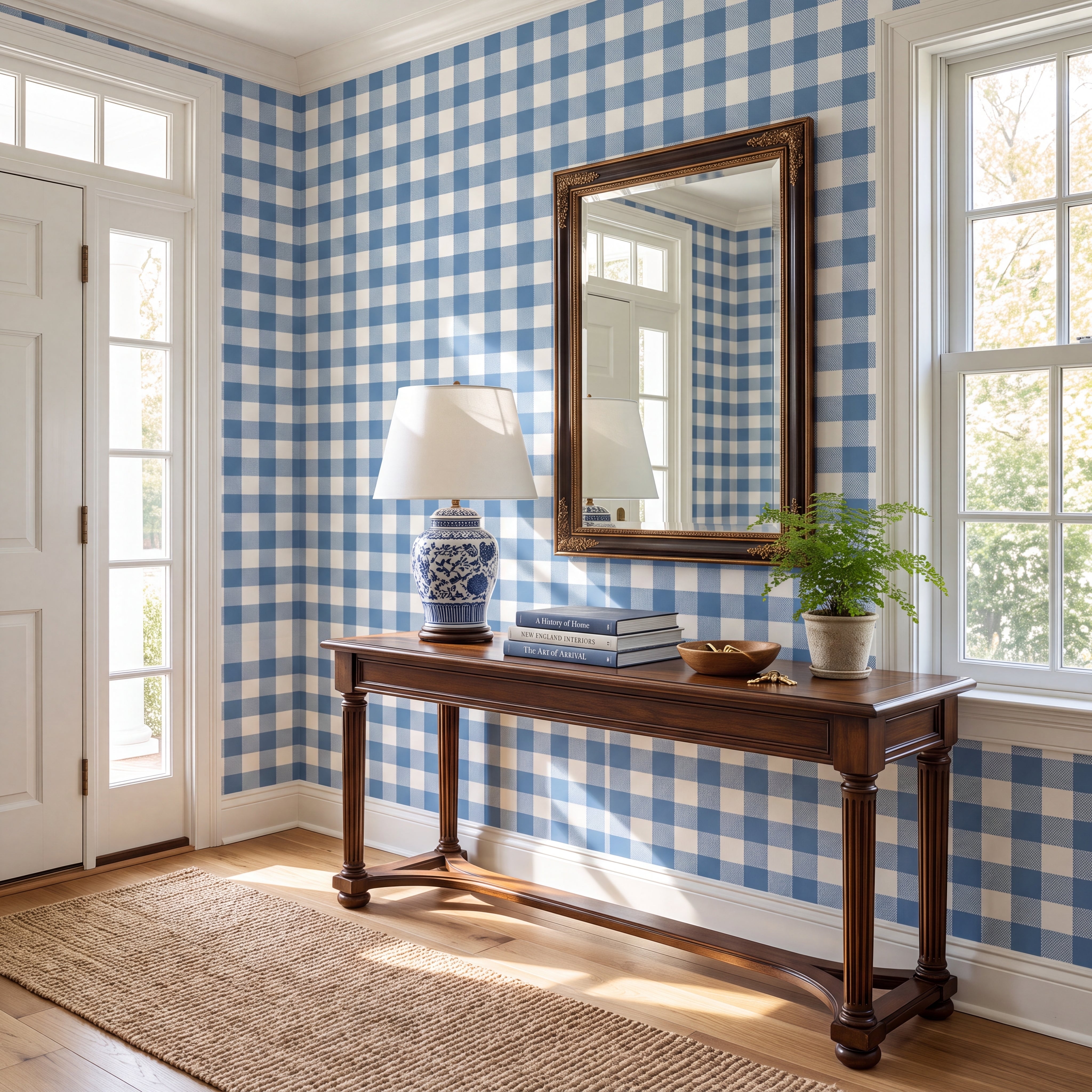Blue Dresses Steel Blue Gingham Wallpaper