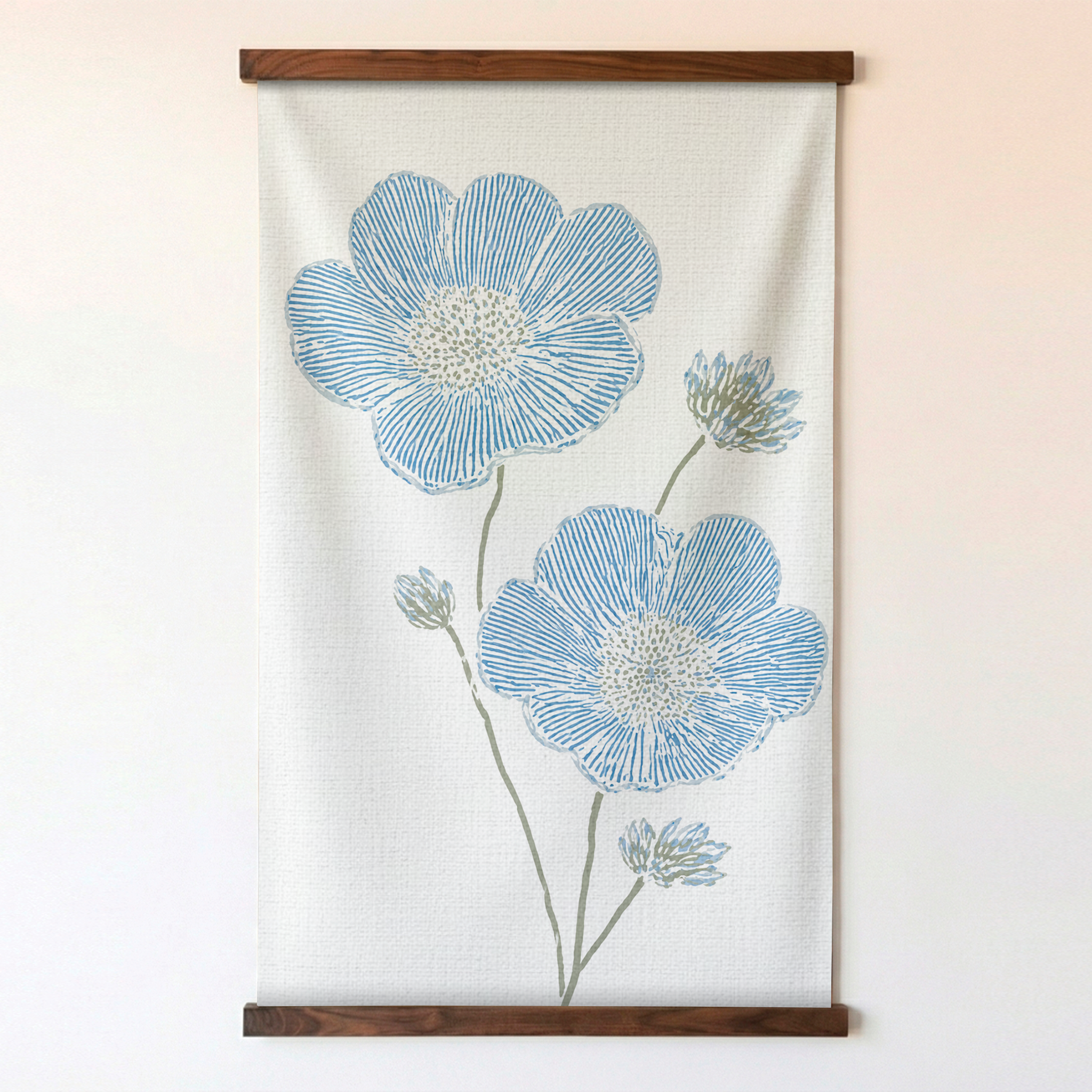 Blue Dresses White Flower Study - Tapestry