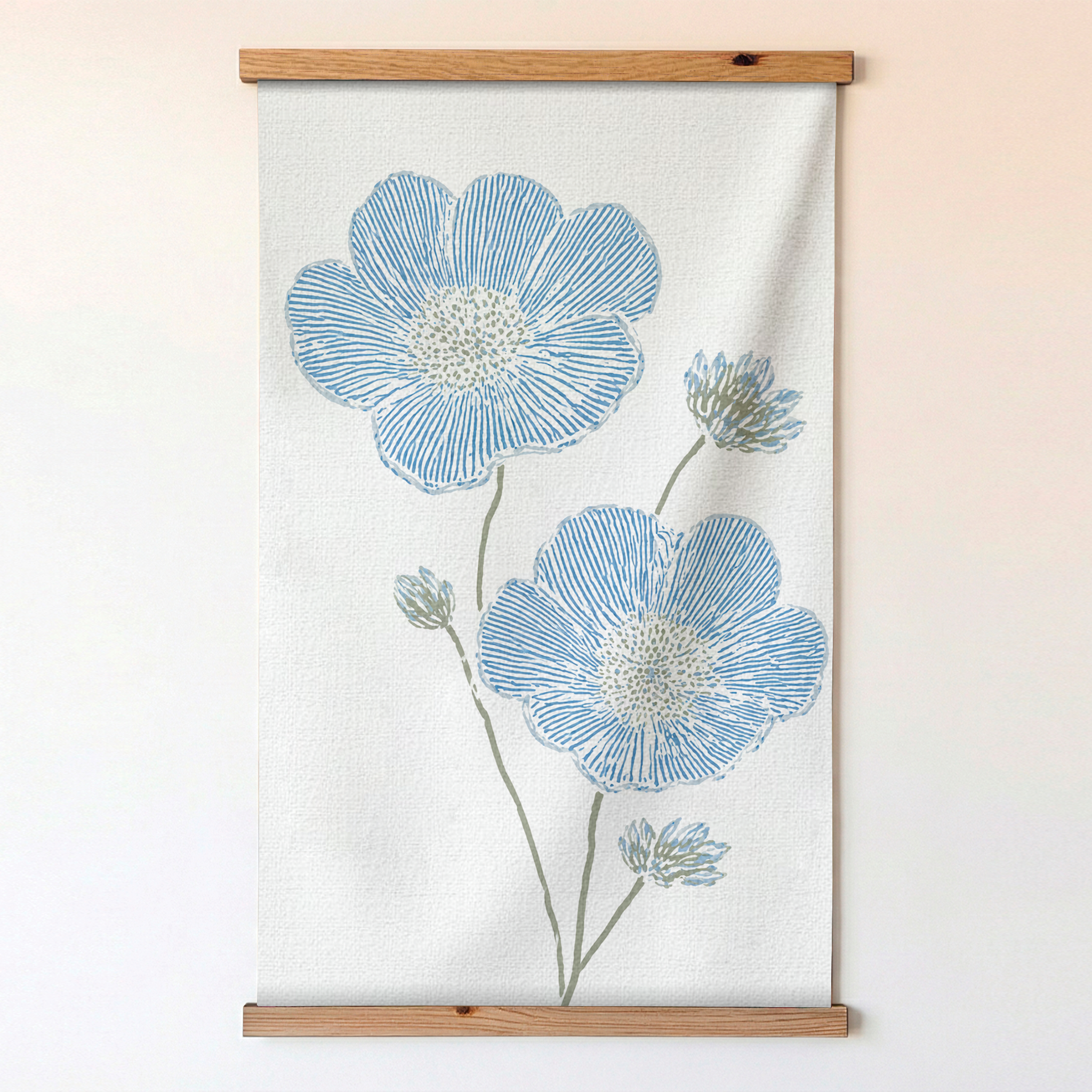 Blue Dresses White Flower Study - Tapestry