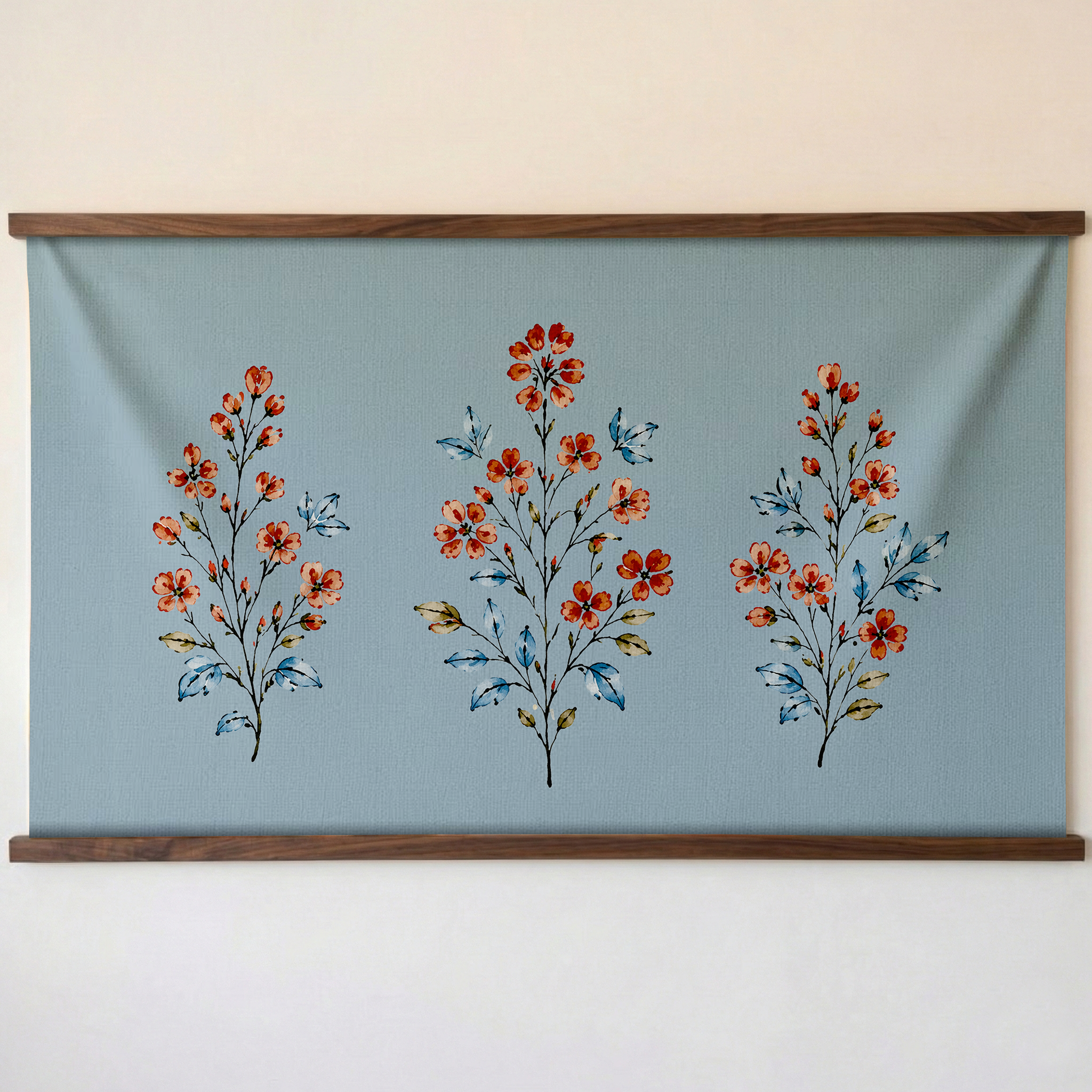 Chambray Tiles French Blue Bouquet Study - Tapestry