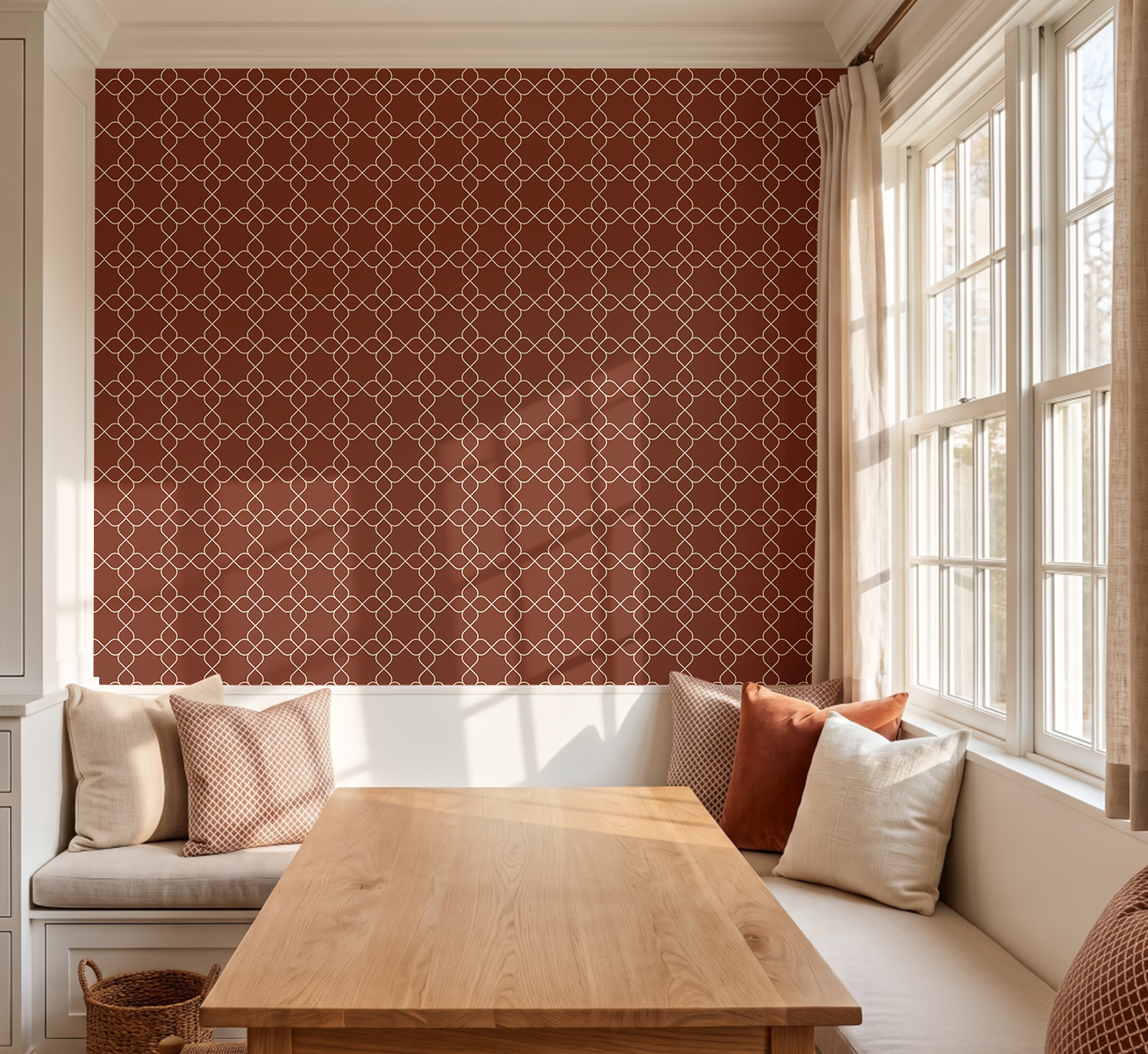 Chambray Tiles Terracotta Trellis Wallpaper